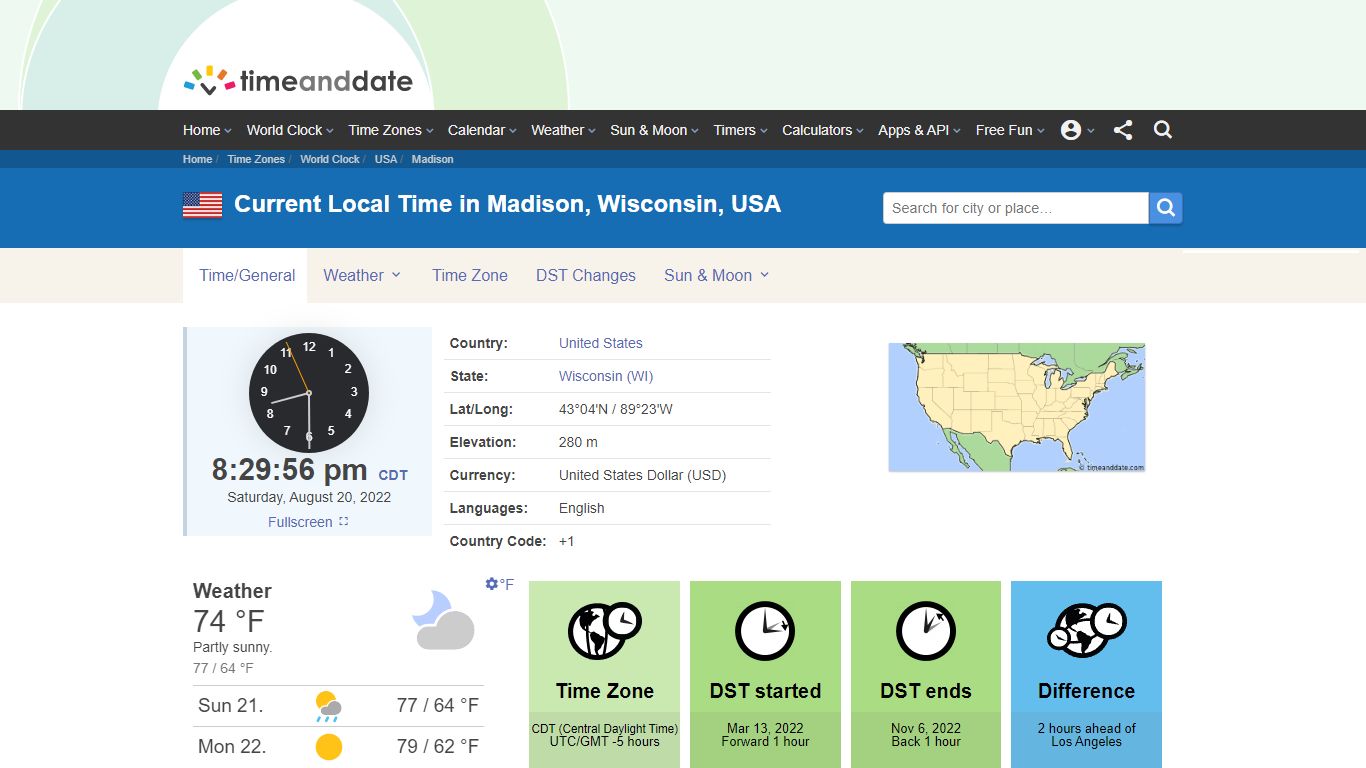 Current Local Time in Madison, Wisconsin, USA - Time and Date